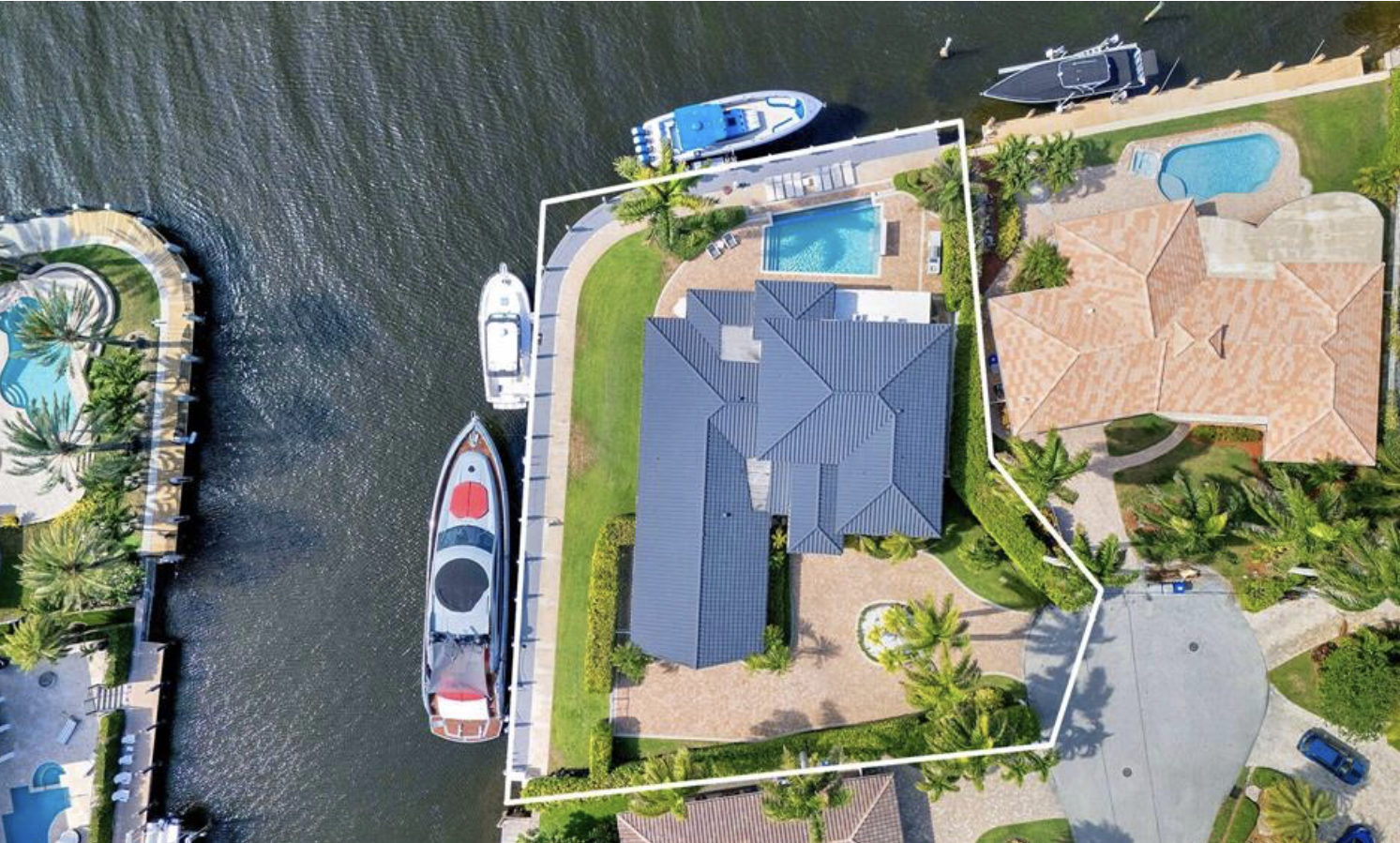 Arial view of home and dockage.